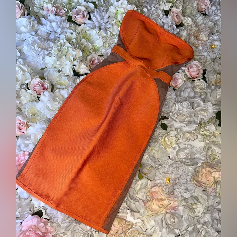House of CB Orange Cascadia Bandage Dress